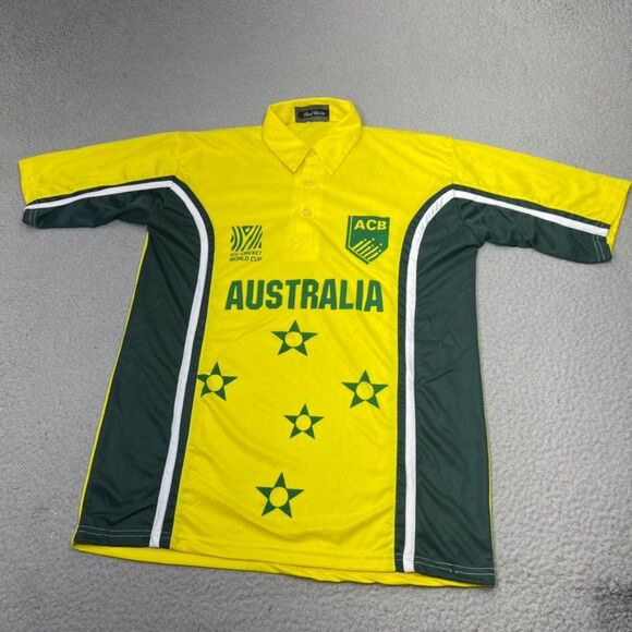 Australia Cricket Jersey Mens Medium Yellow ACB ICC World Cup National Team 40 - Picture 2 of 16